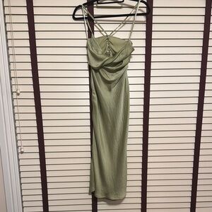 Elegant Miss Lola Olive Green Strappy Dress - Size Small